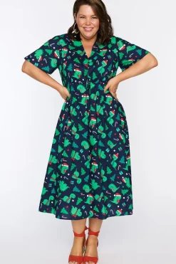 Lorraine Designs Casual Dresses | Fit & Flare Dresses*Marley Cotton Dino Christmas Dress