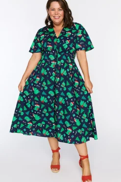 Lorraine Designs Casual Dresses | Fit & Flare Dresses*Marley Cotton Dino Christmas Dress