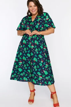 Lorraine Designs Casual Dresses | Fit & Flare Dresses*Marley Cotton Dino Christmas Dress
