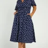 Lorraine Designs Casual Dresses | Fit & Flare Dresses*Marley Cotton Navy & White Hearts Dress
