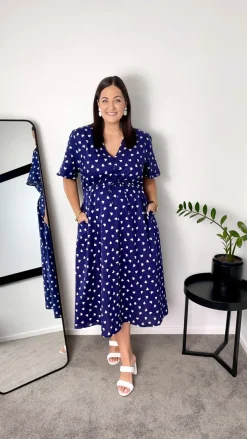 Lorraine Designs Casual Dresses | Fit & Flare Dresses*Marley Cotton Navy & White Hearts Dress