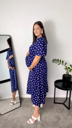 Lorraine Designs Casual Dresses | Fit & Flare Dresses*Marley Cotton Navy & White Hearts Dress