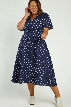 Lorraine Designs Casual Dresses | Fit & Flare Dresses*Marley Cotton Navy & White Hearts Dress