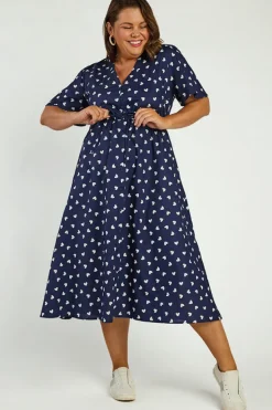 Lorraine Designs Casual Dresses | Fit & Flare Dresses*Marley Cotton Navy & White Hearts Dress