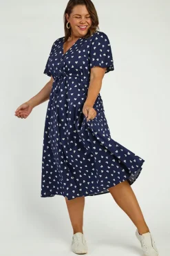 Lorraine Designs Casual Dresses | Fit & Flare Dresses*Marley Cotton Navy & White Hearts Dress