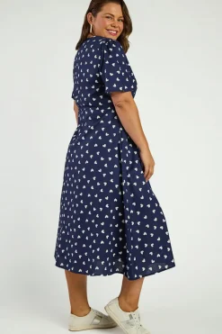 Lorraine Designs Casual Dresses | Fit & Flare Dresses*Marley Cotton Navy & White Hearts Dress
