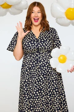 Lorraine Designs Casual Dresses | Fit & Flare Dresses*Marley Cotton Navy Sweet Daisy Dress