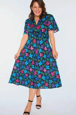 Lorraine Designs Casual Dresses | Fit & Flare Dresses*Marley Cotton Paper Posies Dress