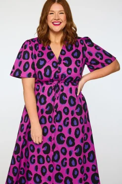 Lorraine Designs Casual Dresses | Fit & Flare Dresses*Marley Cotton Purple Leopard Dress
