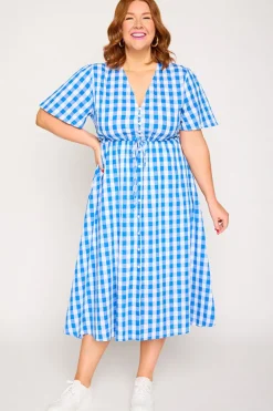 Lorraine Designs Casual Dresses | Fit & Flare Dresses*Marley Gingham Cobalt Dress