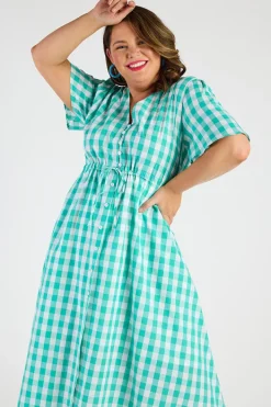 Lorraine Designs Casual Dresses | Fit & Flare Dresses*Marley Gingham Jade Dress