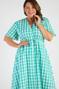 Lorraine Designs Casual Dresses | Fit & Flare Dresses*Marley Gingham Jade Dress