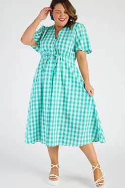 Lorraine Designs Casual Dresses | Fit & Flare Dresses*Marley Gingham Jade Dress