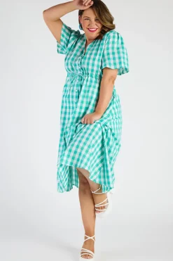 Lorraine Designs Casual Dresses | Fit & Flare Dresses*Marley Gingham Jade Dress