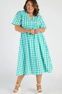 Lorraine Designs Casual Dresses | Fit & Flare Dresses*Marley Gingham Jade Dress
