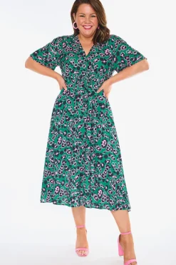 Lorraine Designs Casual Dresses | Fit & Flare Dresses*Marley Green Leopard Dress