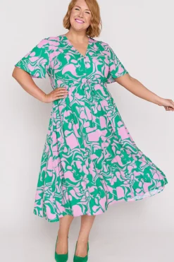Lorraine Designs Casual Dresses | Midi Dresses*Marley Green Pink Abstract Dress