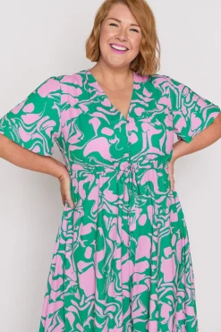 Lorraine Designs Casual Dresses | Midi Dresses*Marley Green Pink Abstract Dress