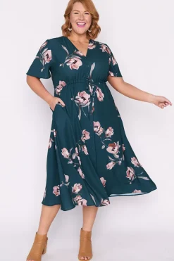 Lorraine Designs Casual Dresses | Fit & Flare Dresses*Marley Teal Floral Dress