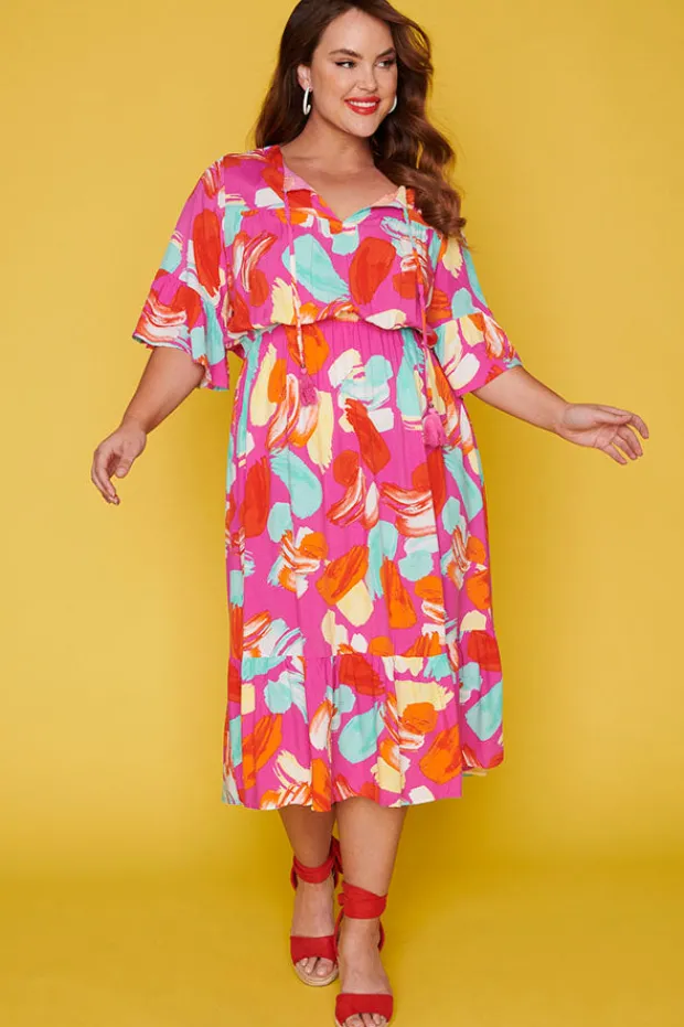 Label of Love Casual Dresses | Fit & Flare Dresses*Matrix Pink Highlighters Dress