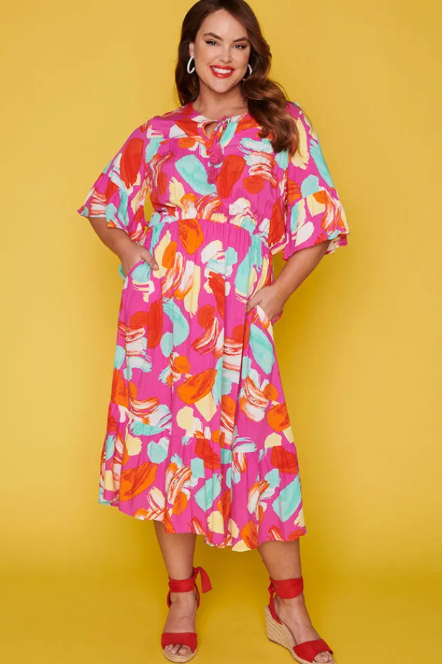 Label of Love Casual Dresses | Fit & Flare Dresses*Matrix Pink Highlighters Dress