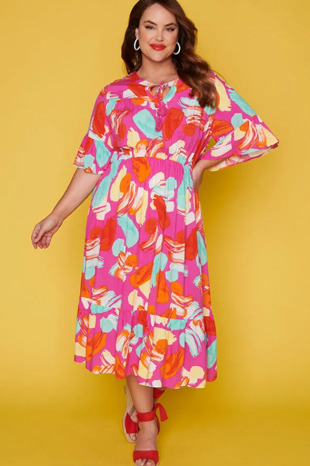 Label of Love Casual Dresses | Fit & Flare Dresses*Matrix Pink Highlighters Dress