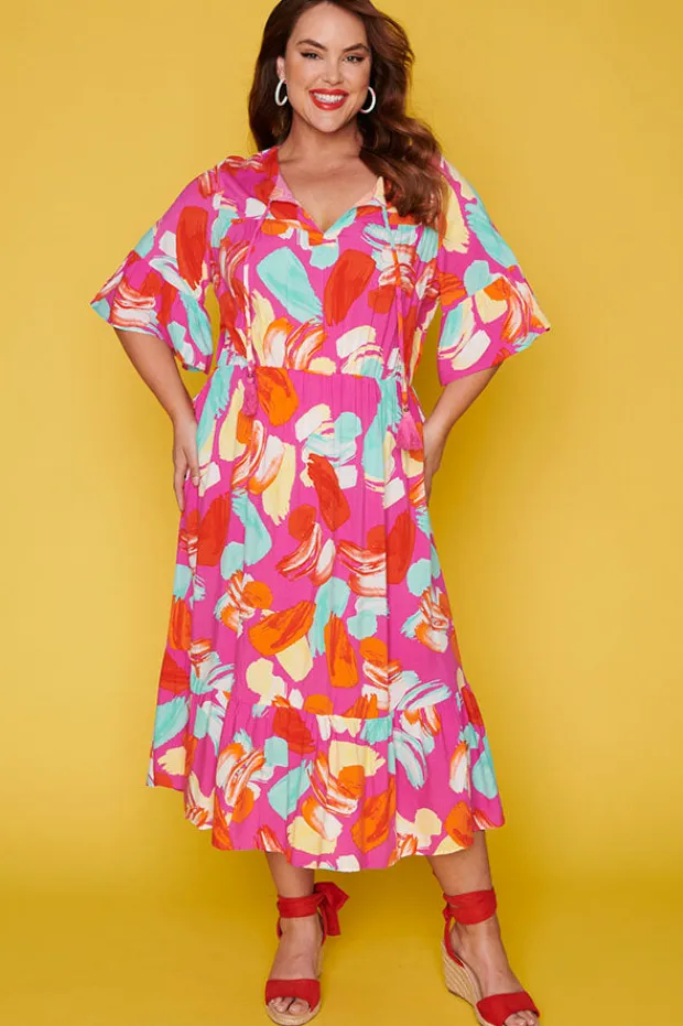 Label of Love Casual Dresses | Fit & Flare Dresses*Matrix Pink Highlighters Dress