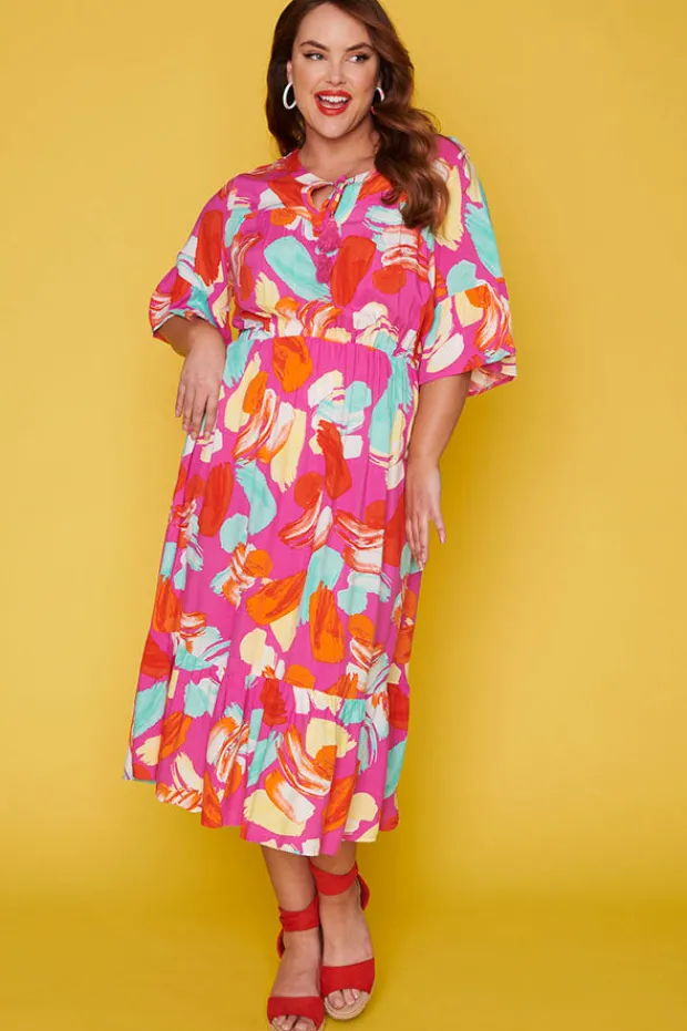 Label of Love Casual Dresses | Fit & Flare Dresses*Matrix Pink Highlighters Dress