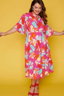 Label of Love Casual Dresses | Fit & Flare Dresses*Matrix Pink Highlighters Dress