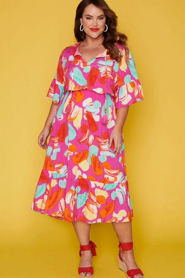 Label of Love Casual Dresses | Fit & Flare Dresses*Matrix Pink Highlighters Dress