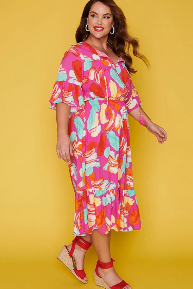 Label of Love Casual Dresses | Fit & Flare Dresses*Matrix Pink Highlighters Dress