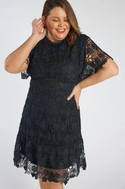 Lorraine Designs Bridesmaid Dresses | Knee Length Dresses*Melanie Black Lace Dress