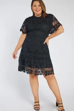 Lorraine Designs Bridesmaid Dresses | Knee Length Dresses*Melanie Black Lace Dress