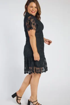 Lorraine Designs Bridesmaid Dresses | Knee Length Dresses*Melanie Black Lace Dress