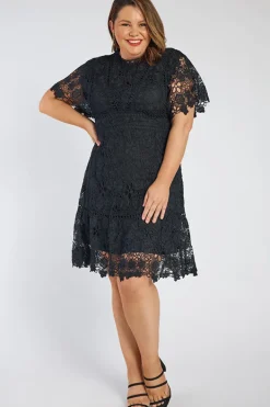 Lorraine Designs Bridesmaid Dresses | Knee Length Dresses*Melanie Black Lace Dress