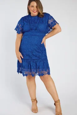 Lorraine Designs Bridesmaid Dresses | Knee Length Dresses*Melanie Cobalt Lace Dress