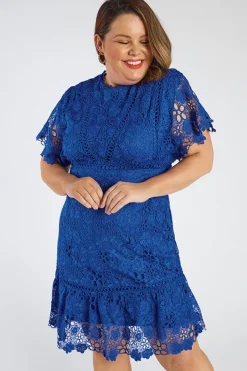 Lorraine Designs Bridesmaid Dresses | Knee Length Dresses*Melanie Cobalt Lace Dress