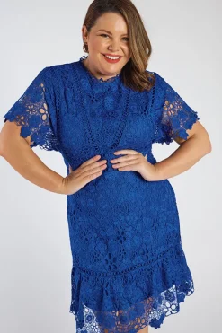 Lorraine Designs Bridesmaid Dresses | Knee Length Dresses*Melanie Cobalt Lace Dress