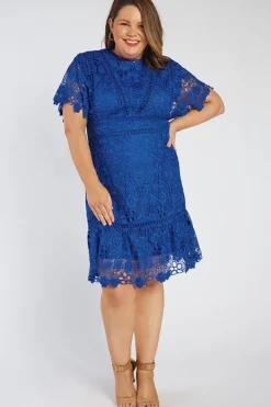 Lorraine Designs Bridesmaid Dresses | Knee Length Dresses*Melanie Cobalt Lace Dress