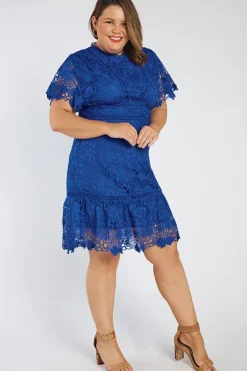 Lorraine Designs Bridesmaid Dresses | Knee Length Dresses*Melanie Cobalt Lace Dress