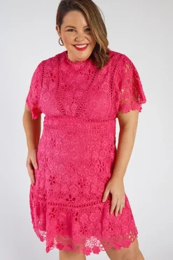 Lorraine Designs Bridesmaid Dresses | Knee Length Dresses*Melanie Pink Lace Dress