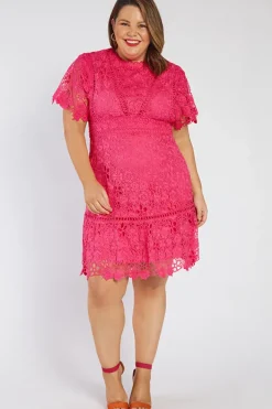 Lorraine Designs Bridesmaid Dresses | Knee Length Dresses*Melanie Pink Lace Dress
