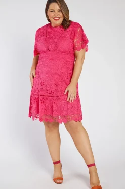 Lorraine Designs Bridesmaid Dresses | Knee Length Dresses*Melanie Pink Lace Dress