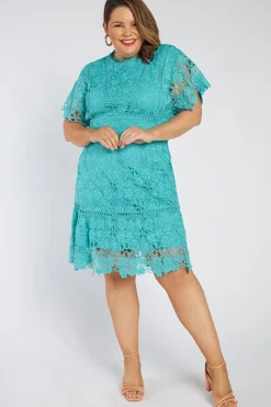 Lorraine Designs Bridesmaid Dresses | Knee Length Dresses*Melanie Sea Foam Lace Dress