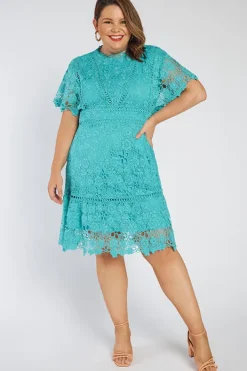Lorraine Designs Bridesmaid Dresses | Knee Length Dresses*Melanie Sea Foam Lace Dress