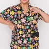YD International Tops*Meredith Daisy Pop Scrub Top