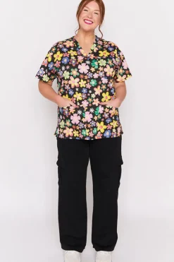 YD International Tops*Meredith Daisy Pop Scrub Top