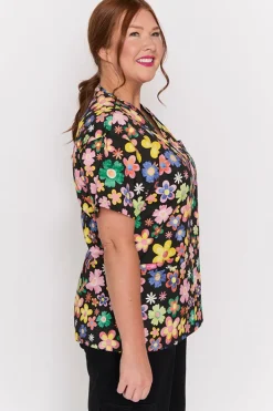 YD International Tops*Meredith Daisy Pop Scrub Top