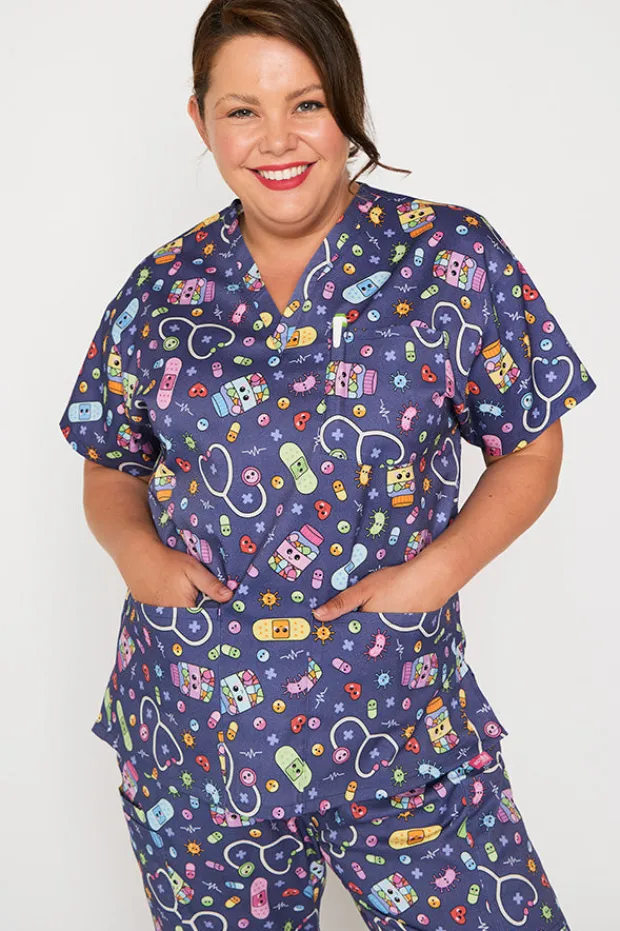 YD International Tops*Meredith Happy Health Scrub Top