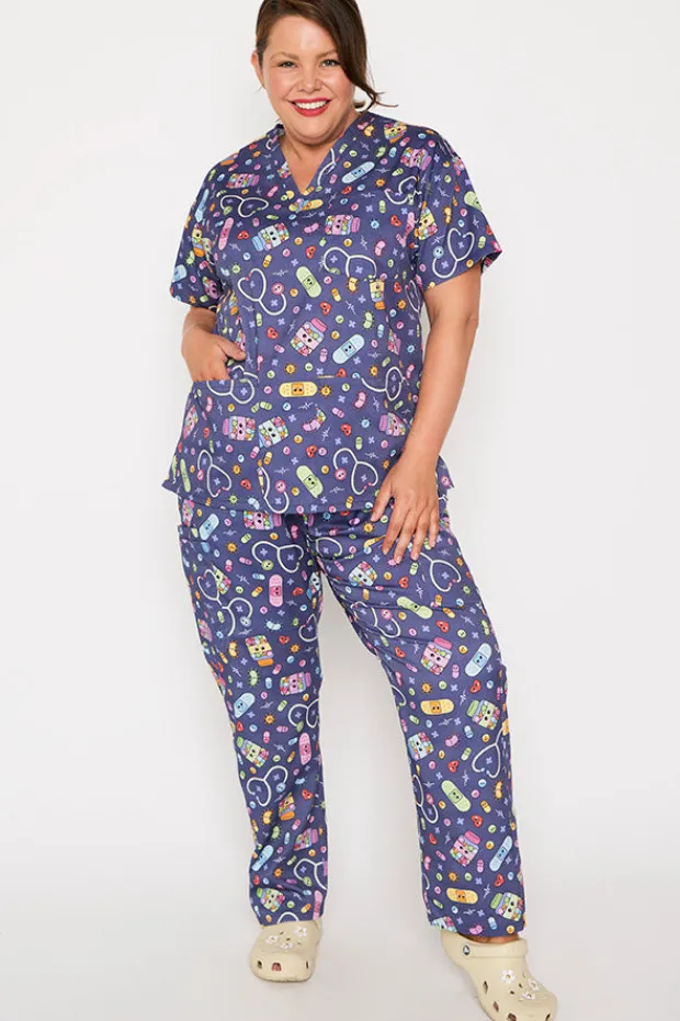 YD International Tops*Meredith Happy Health Scrub Top